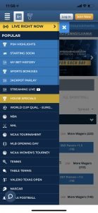 SugarHouse Sportsbook – Mobile App Menu