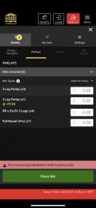 Golden Nugget Sportsbook – Mobile App Bet Slip 2