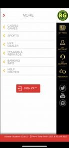 Golden Nugget Sportsbook – Mobile App Menu
