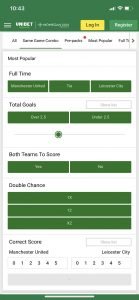 Unibet Sportsbook – Mobile Same Game Combo Example