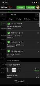 Betway – Mobile Betslip Parlay