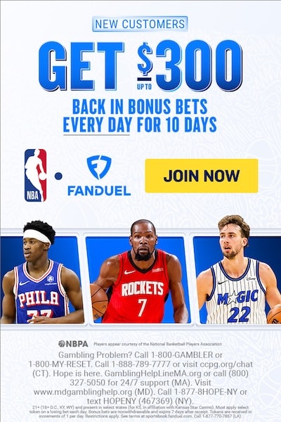 FanDuel Promo Get up to $300 back in bonus bets every day for 10 days