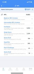 FanDuel DFS Mobile – Type of NFL Contests