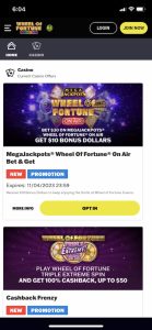 wheel of fortune casino mobile promotions