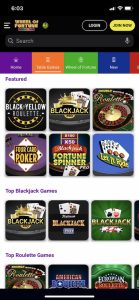 wheel of fortune casino mobile table games