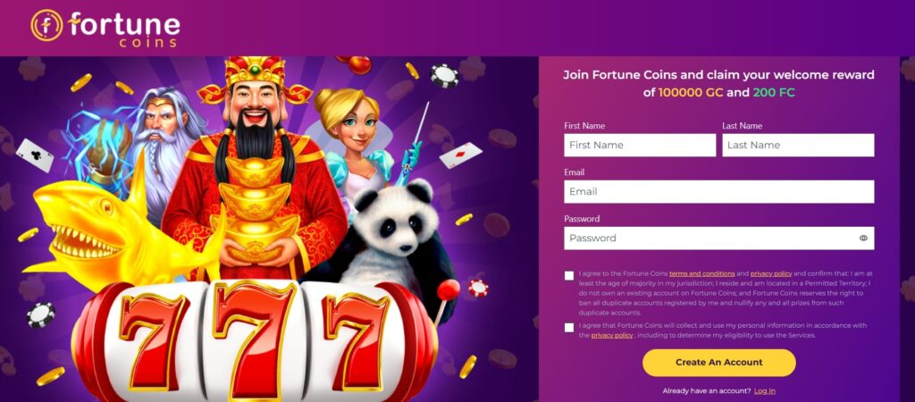 Fortune Coins Signup flow