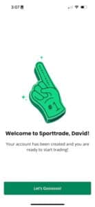 Sporttrade Sign Up Confirmation