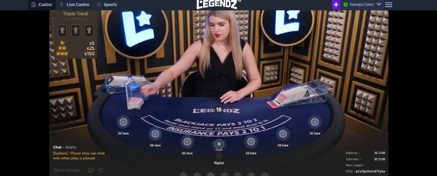 Legendz Blackjack-Live-Dealer
