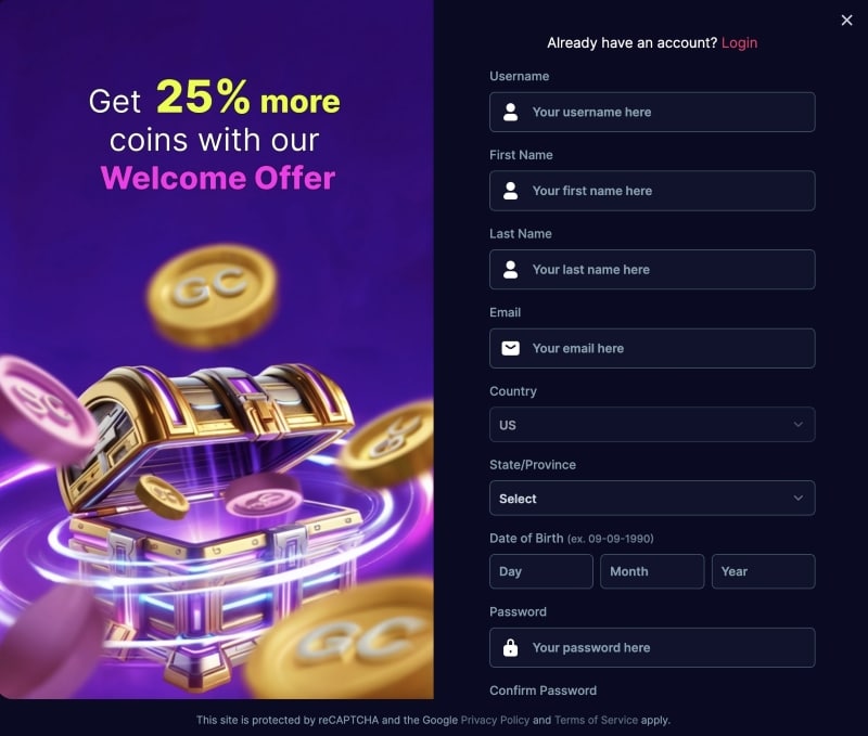 Chanced Registration Step 1