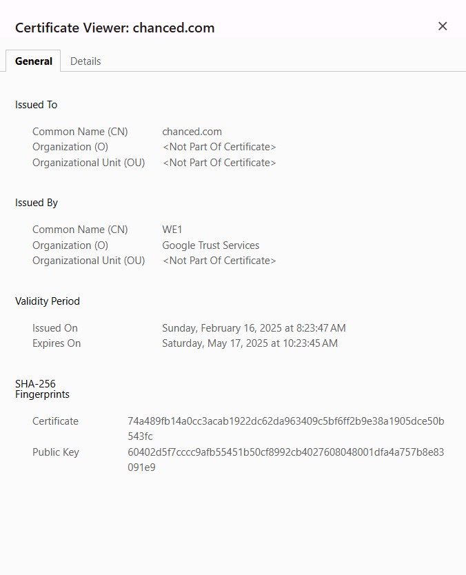 Chanced encryption certificate