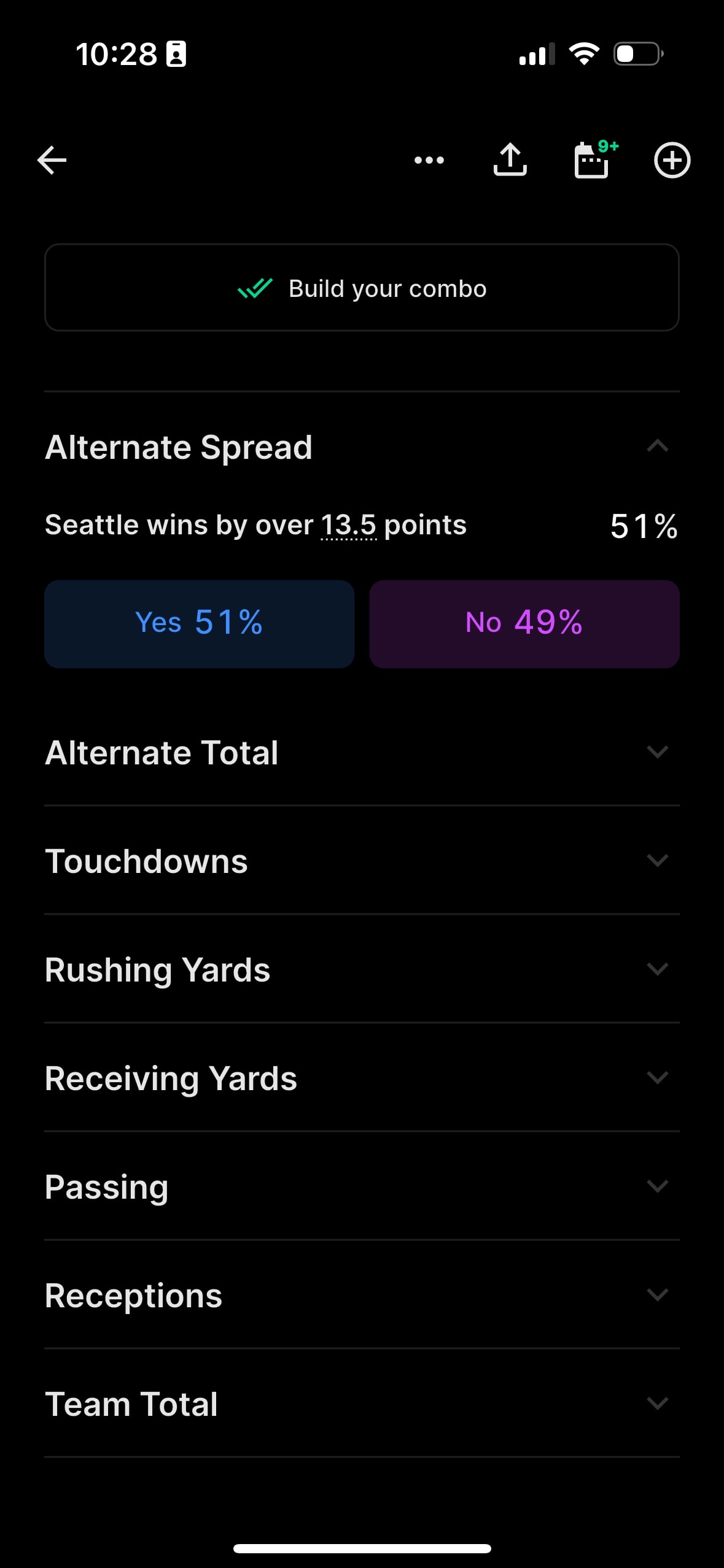 Kalshi NFL in-game prediction markets