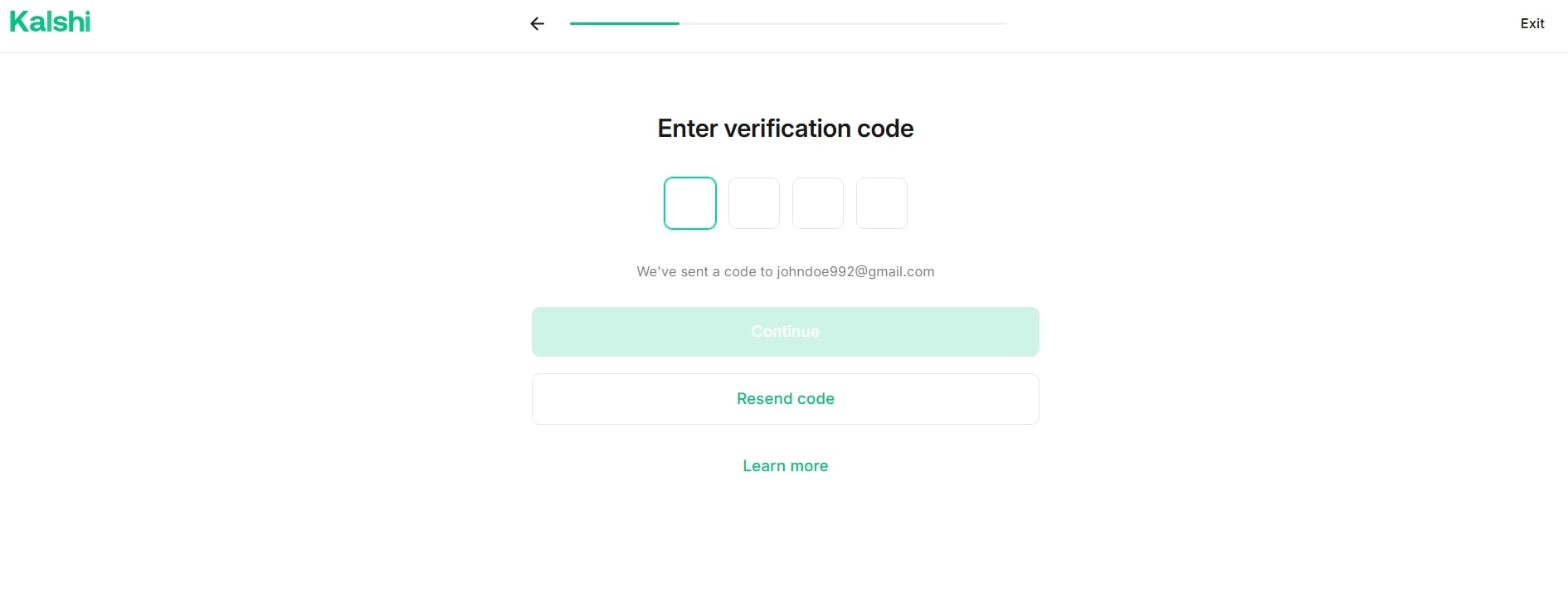 Kalshi registration step 2