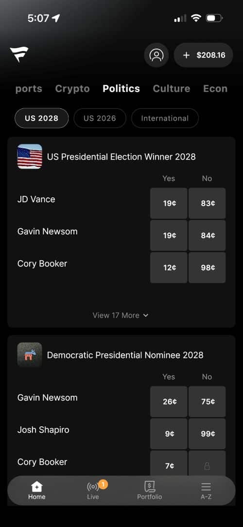 Fanatics Markets politics