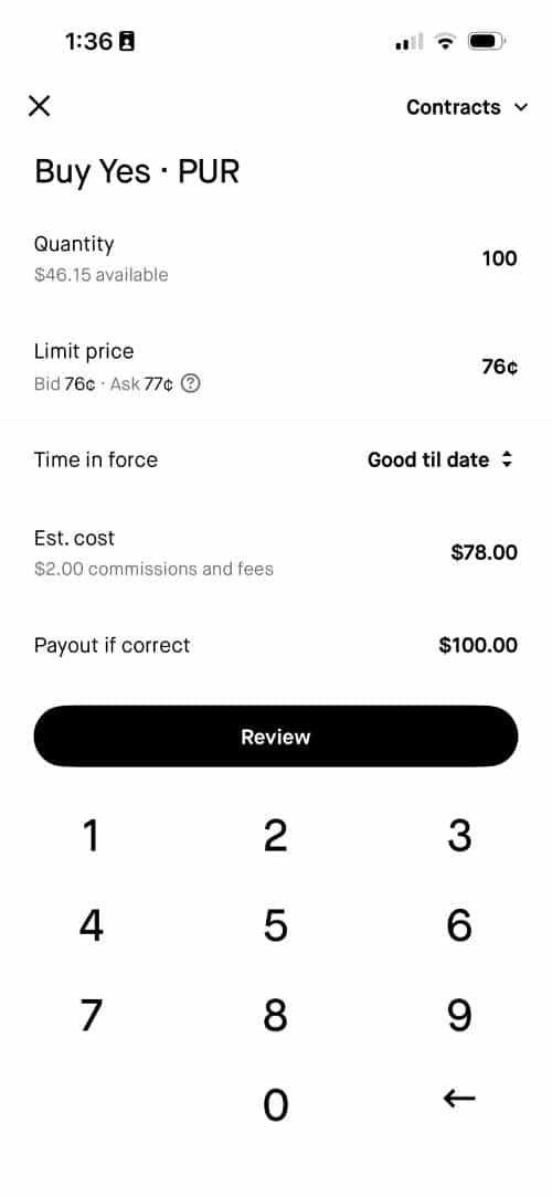 Robinhood contract slip