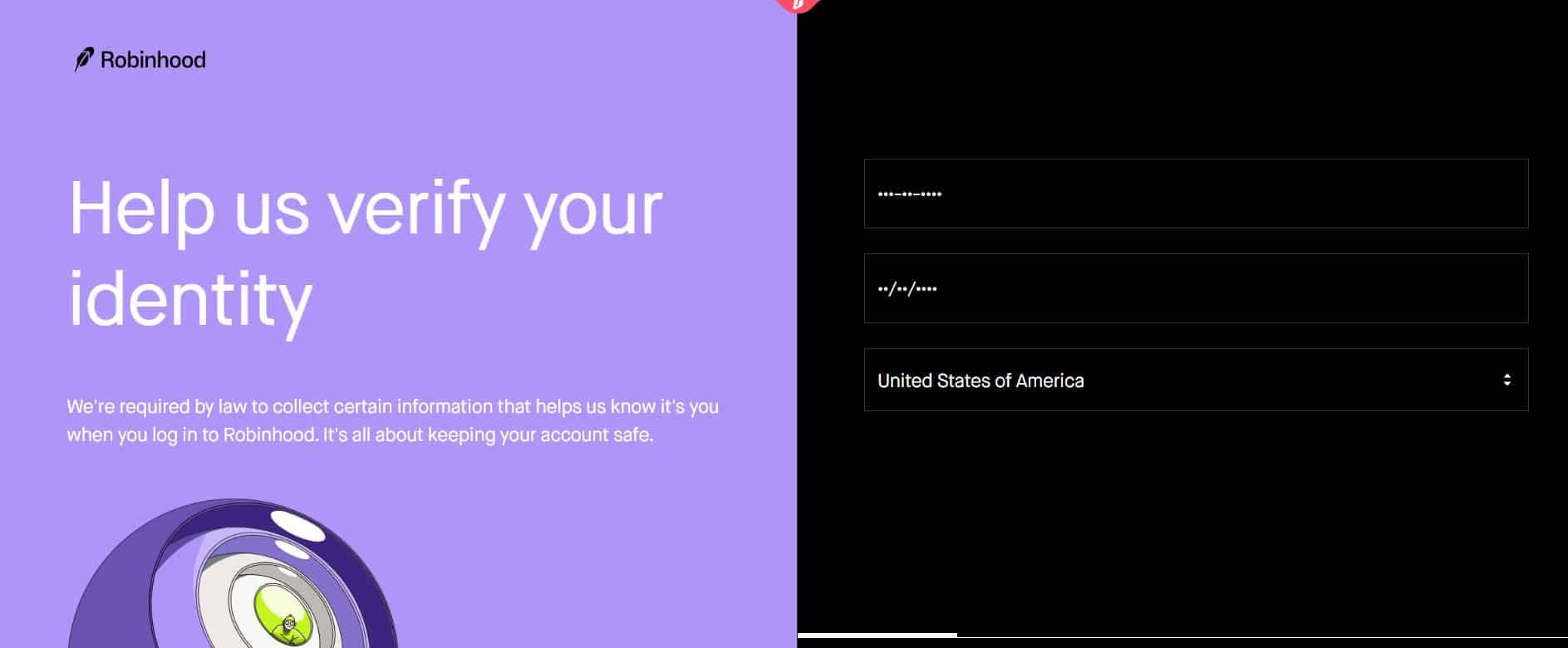 Robinhood registration step 3