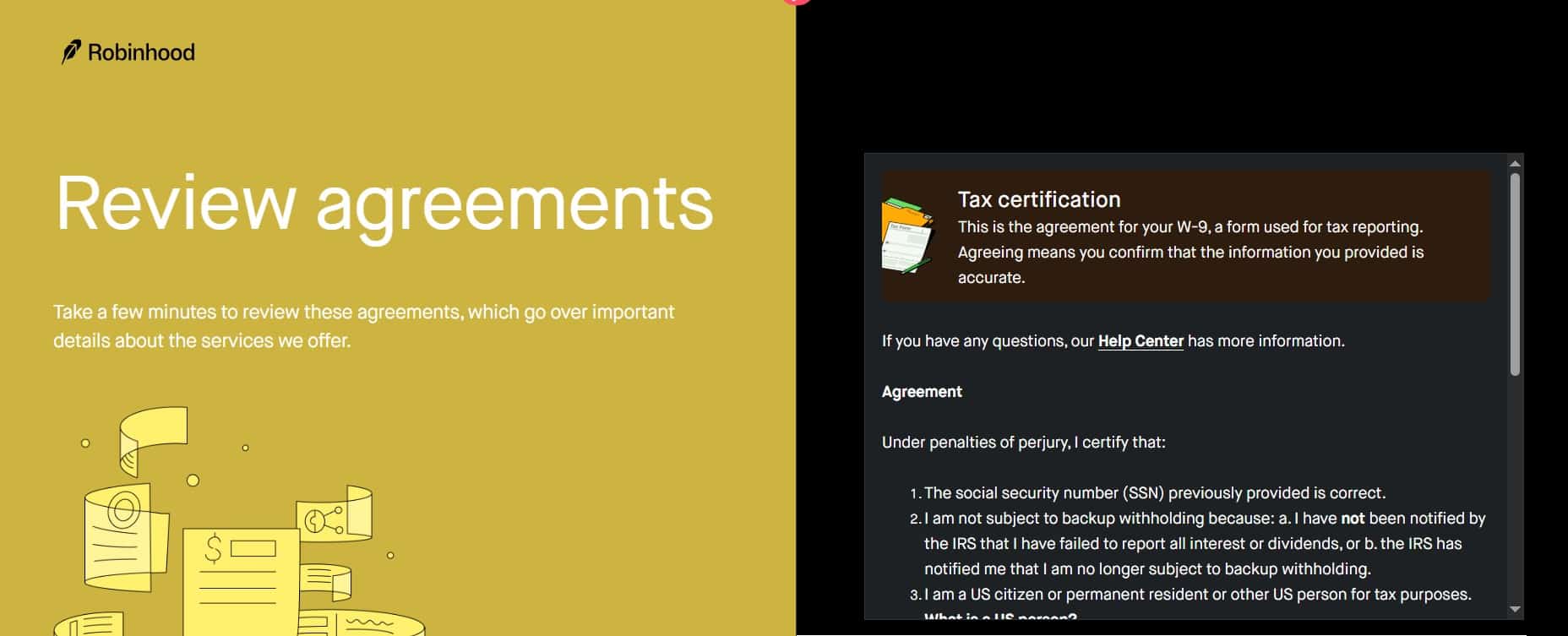 Robinhood registration step 6