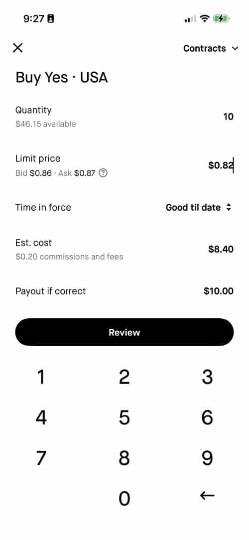 Robinhood limit order