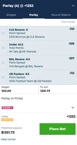 NFL Parlay Example